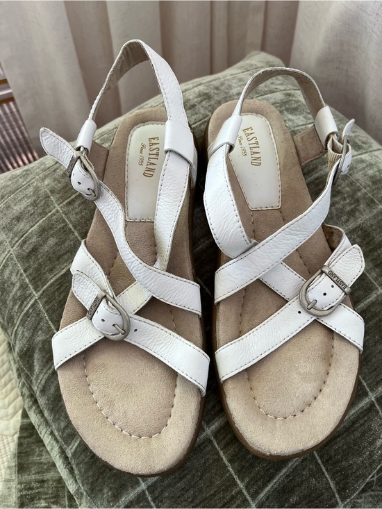 Eastland Shoes - Eastland White Leather Crisscross Slingback Sandals